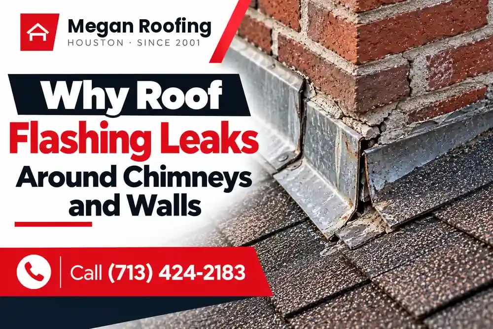 Roof flashing leaks around a brick chimney due to damaged metal flashing